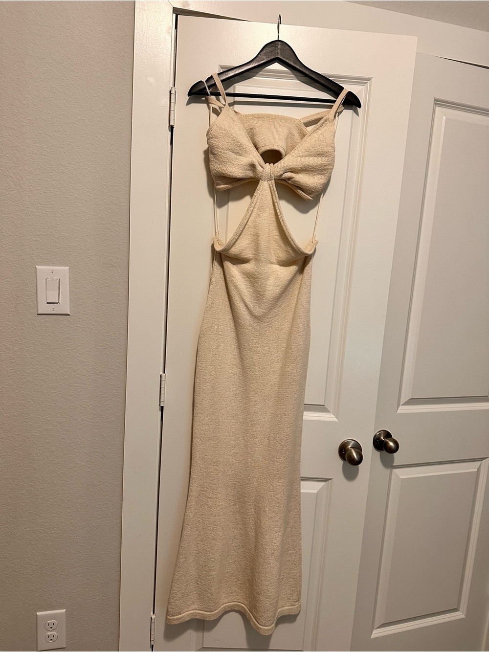 cult gaia Cream Backless Knot Maxi Dress